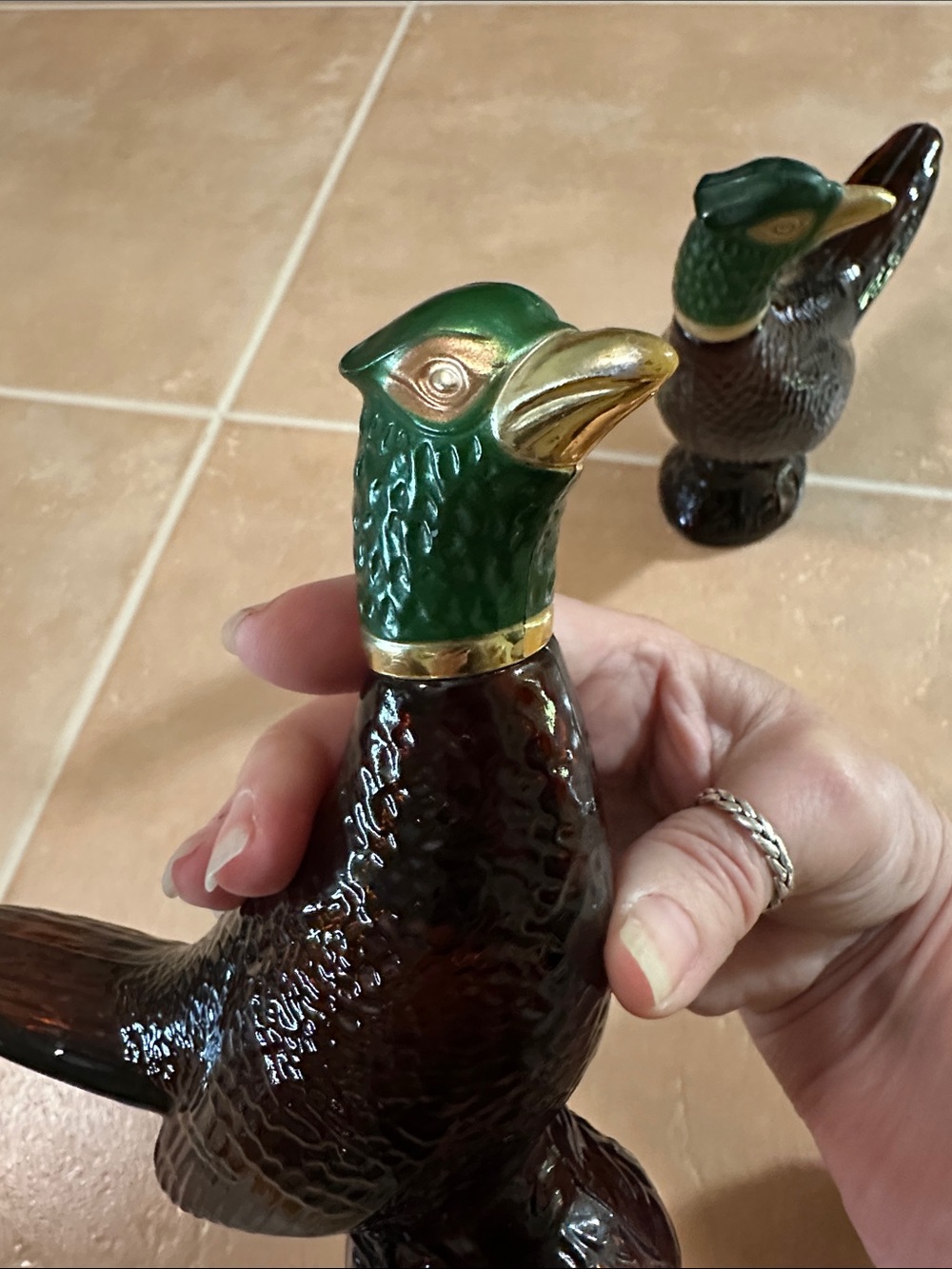 VTG 2 Avon Green-Headed and Brown Pheasant Figurine Pair - Picture 9 of 11